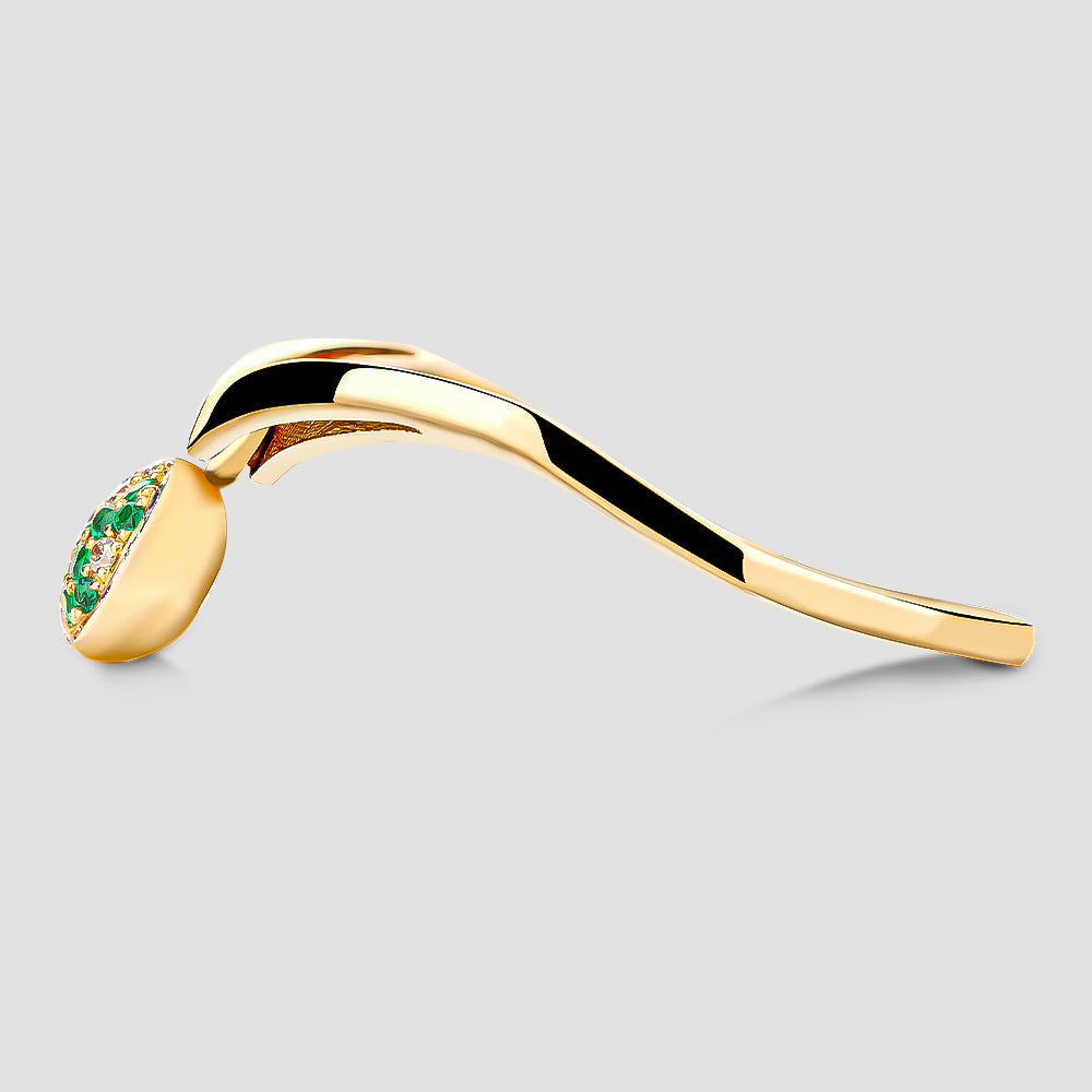 Pırlanta & Zümrüt Sallantılı Yüzük - incigems