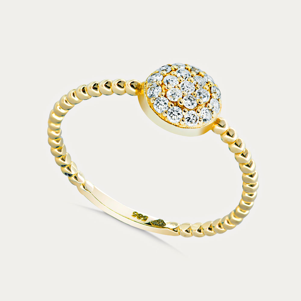 Pırlanta taşlı modern tasarım altın yüzük