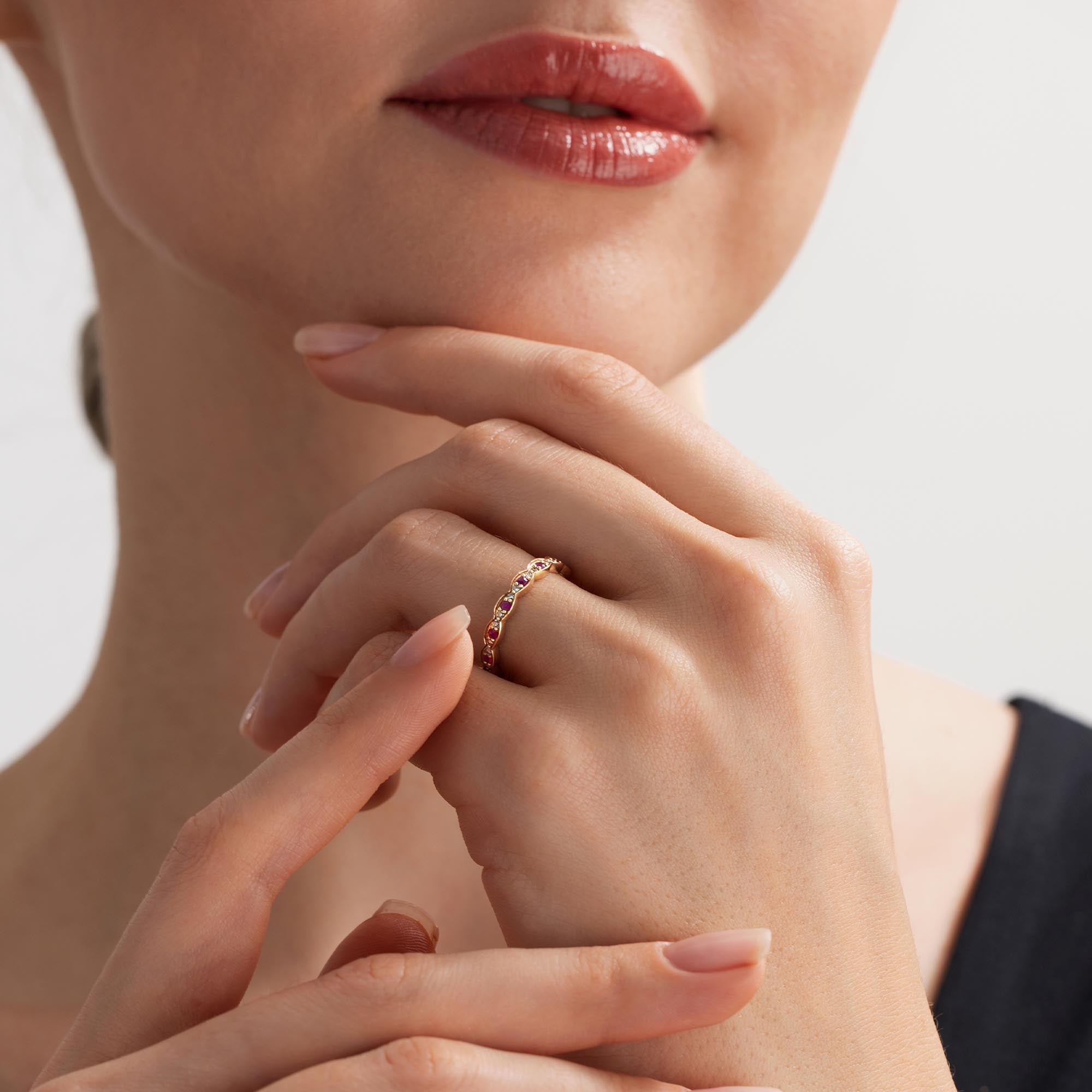 Fiora Pırlanta Yakut Vintage Yüzük