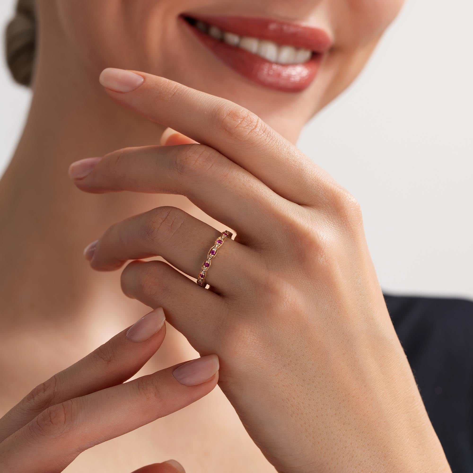 Fiora Pırlanta Yakut Vintage Yüzük