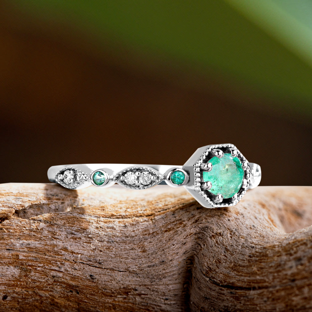 Pırlanta & Zümrüt Vintage Yüzük