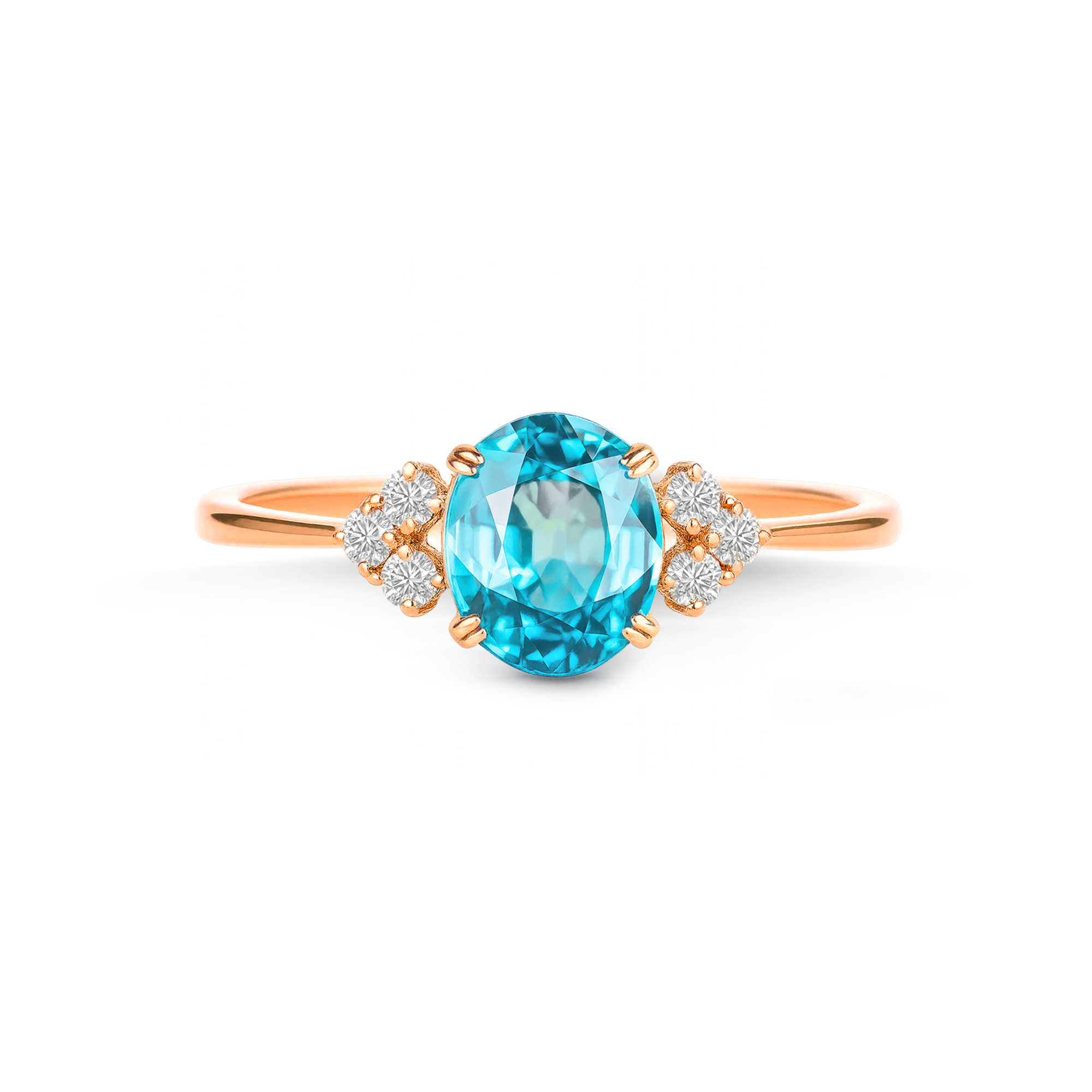 Pırlanta & Royal Blue Topaz Tektaş Vintage Yüzük