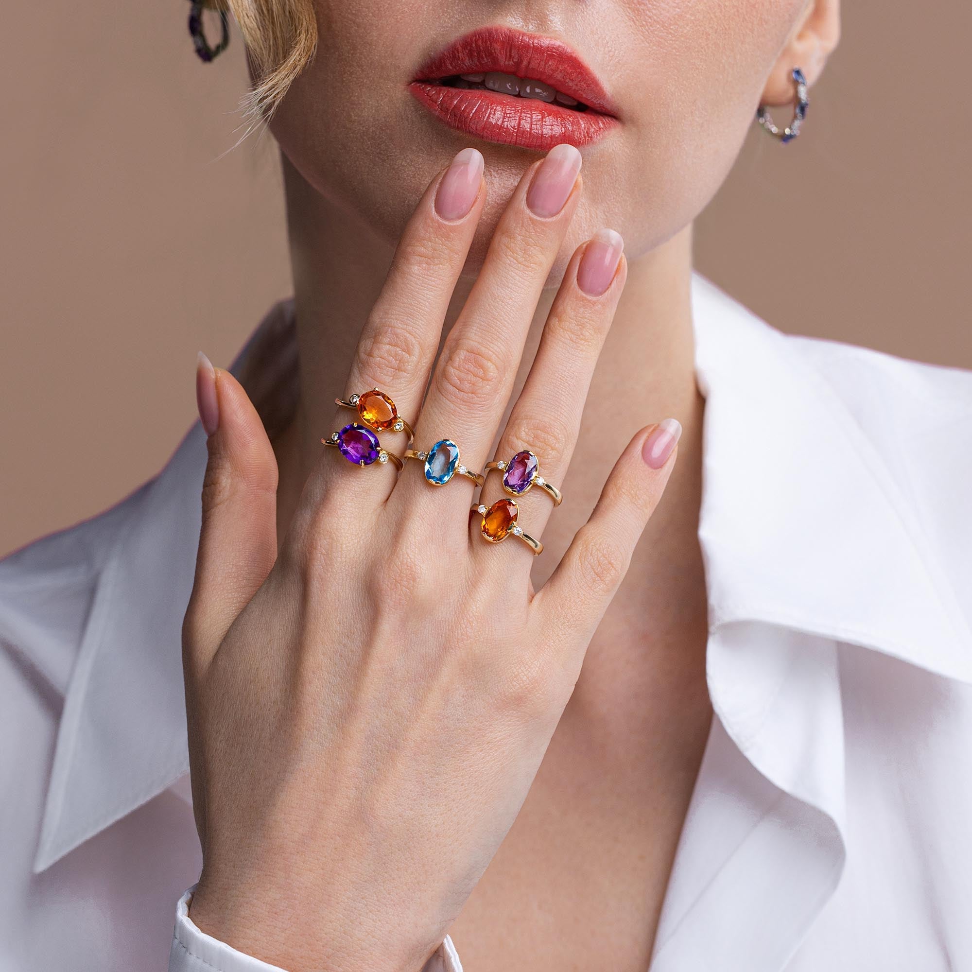 Ocean Pırlantalı Blue Topaz Yüzük
