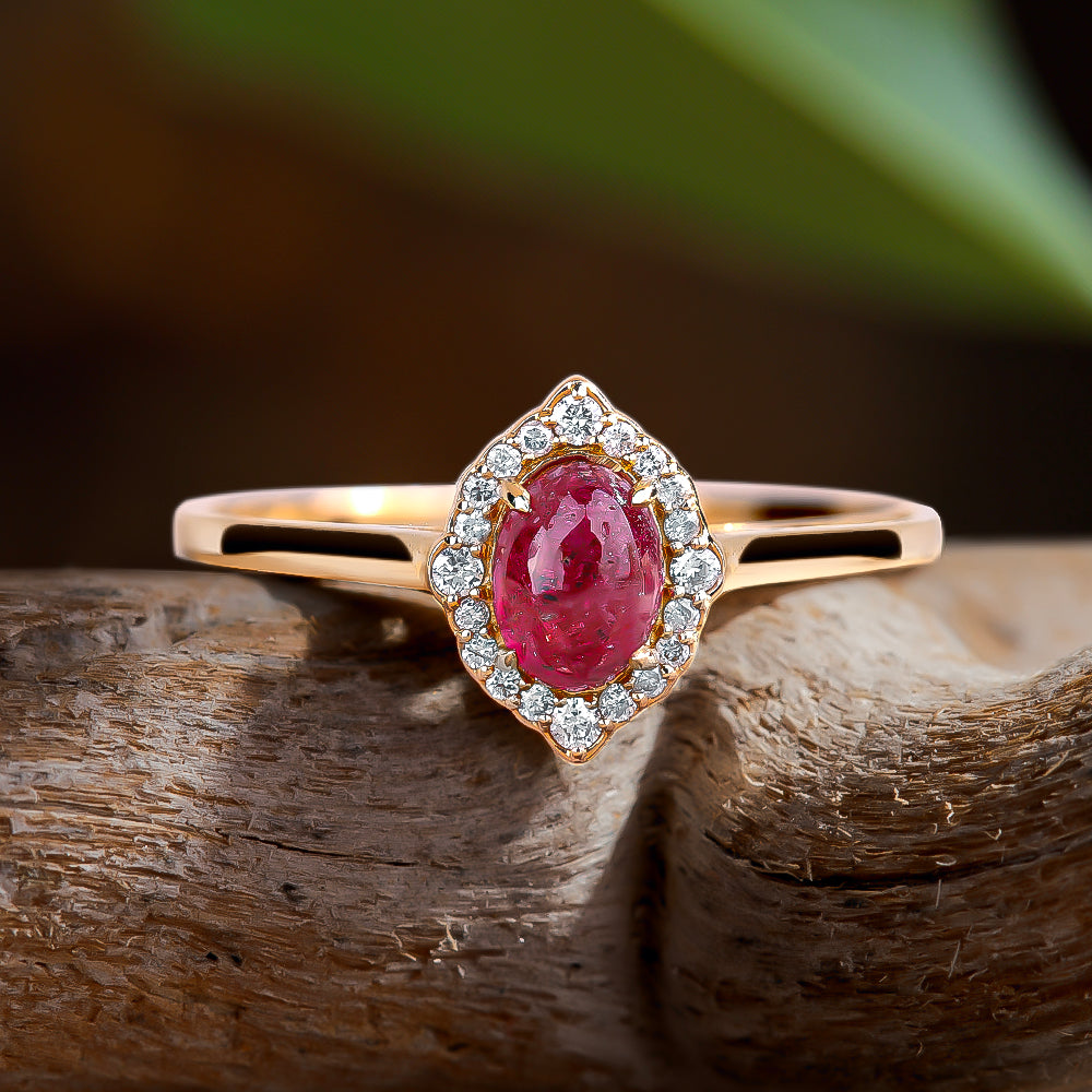 Pırlanta & Yakut Vintage Yüzük - RubyGlow