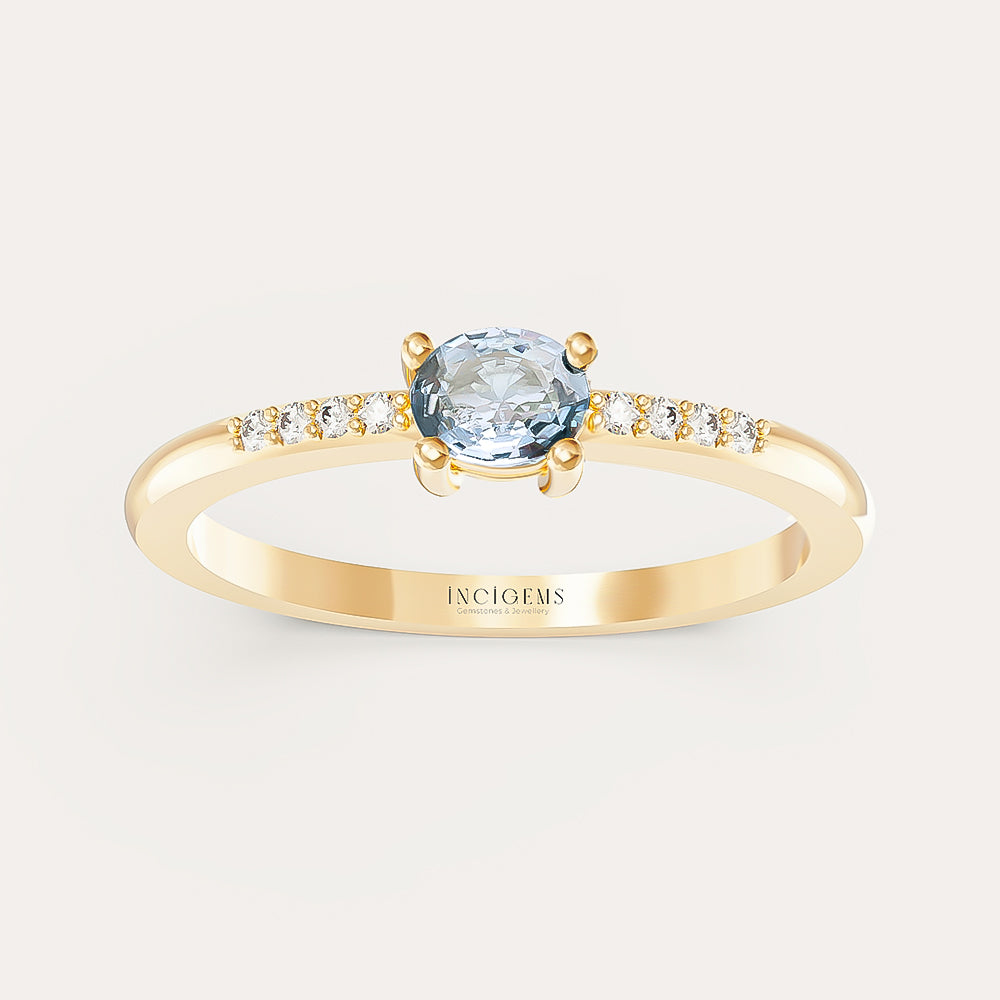 Pırlantalı Tektaş Safir Yüzük