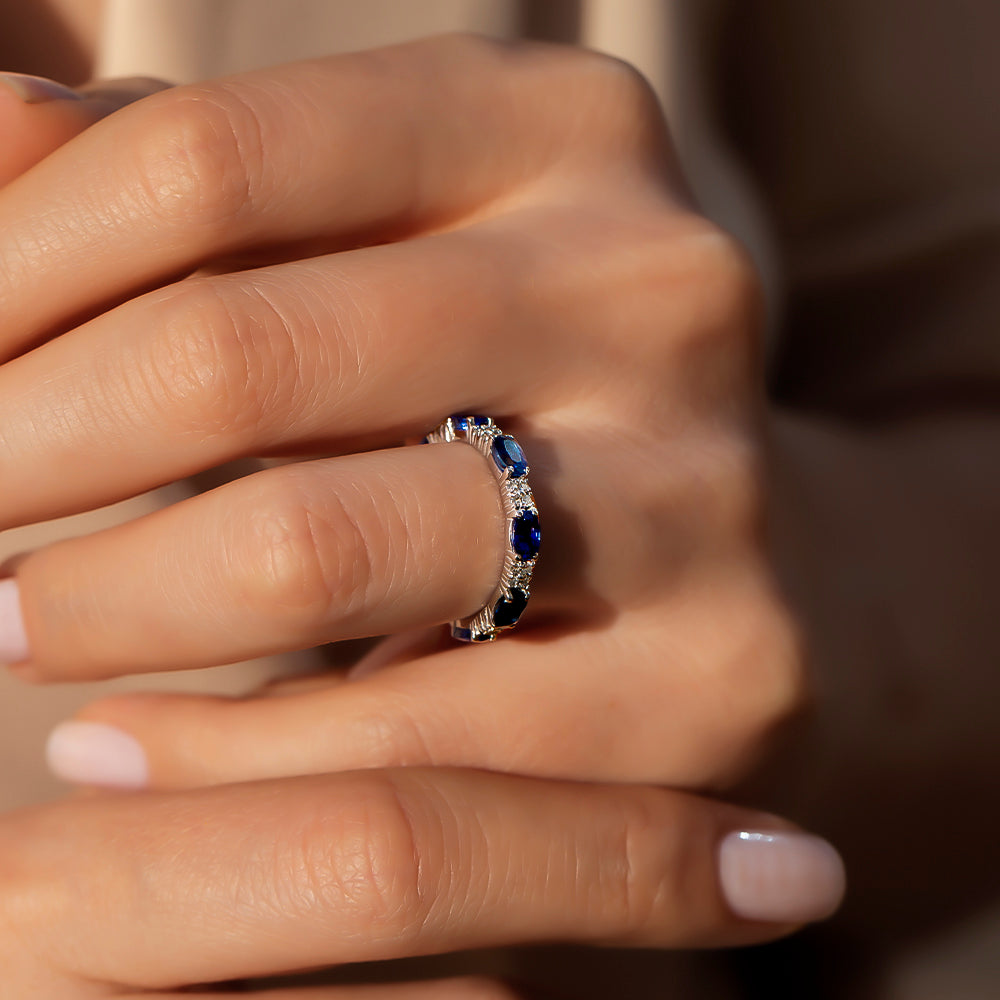 Bouquet Pırlantalı Tam Tur Safir Yüzük