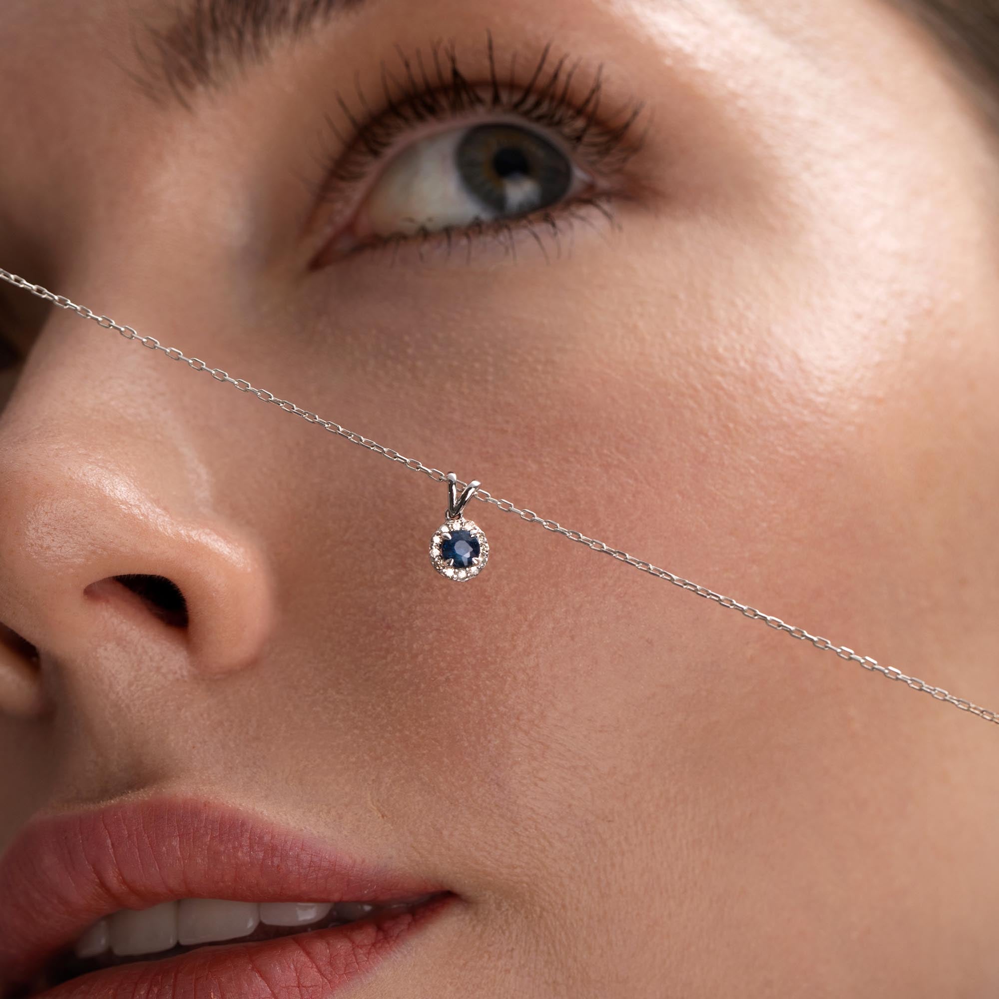 Sirius Pırlantalı Safir Kolye