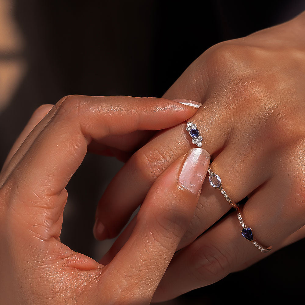 Rania Pırlantalı Safir Yüzük