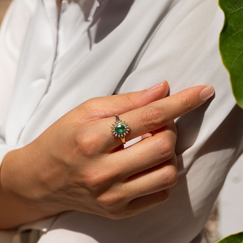 Palmina Pırlantalı Zümrüt Yüzük