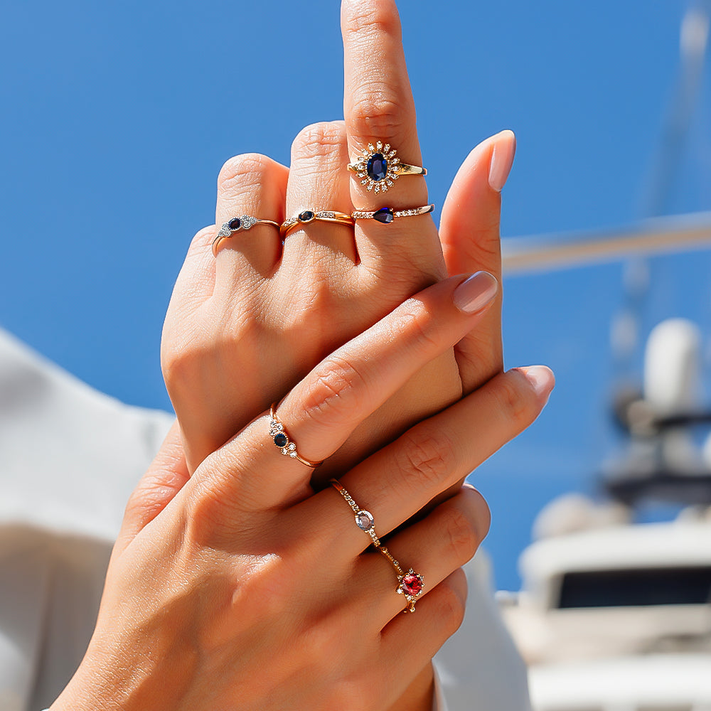 Rania Pırlantalı Safir Yüzük