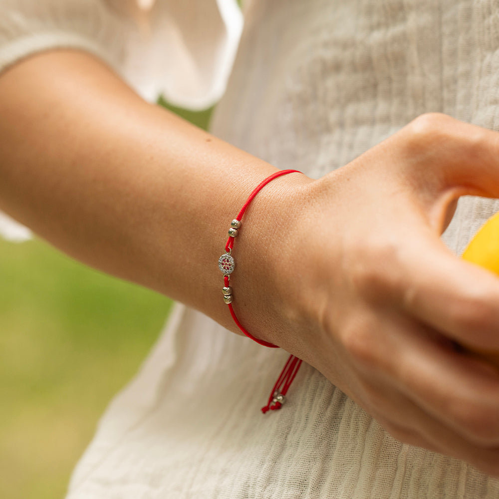 Kırmızı Altın İp Bileklik - Ruby