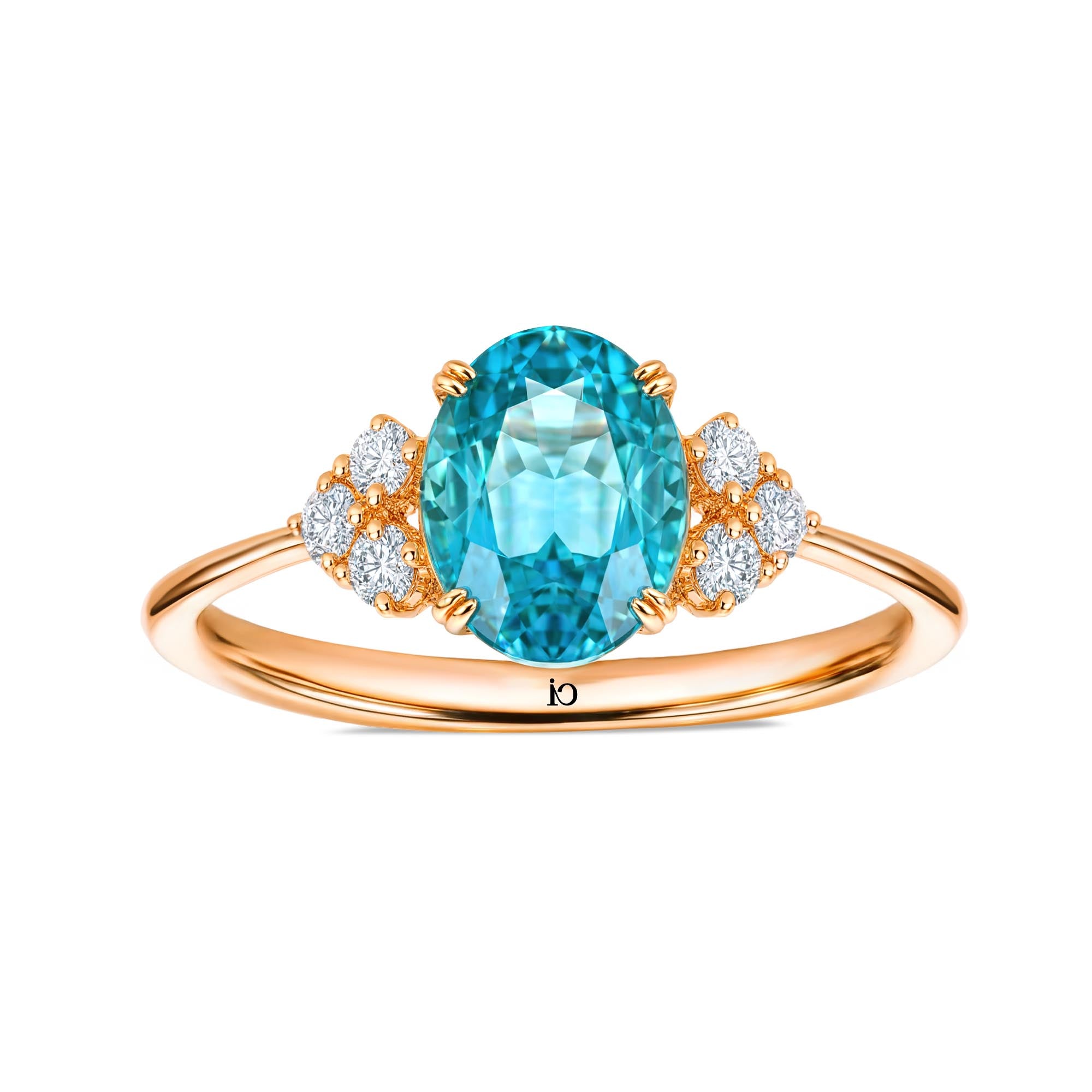 Pırlanta & Royal Blue Topaz Tektaş Vintage Yüzük