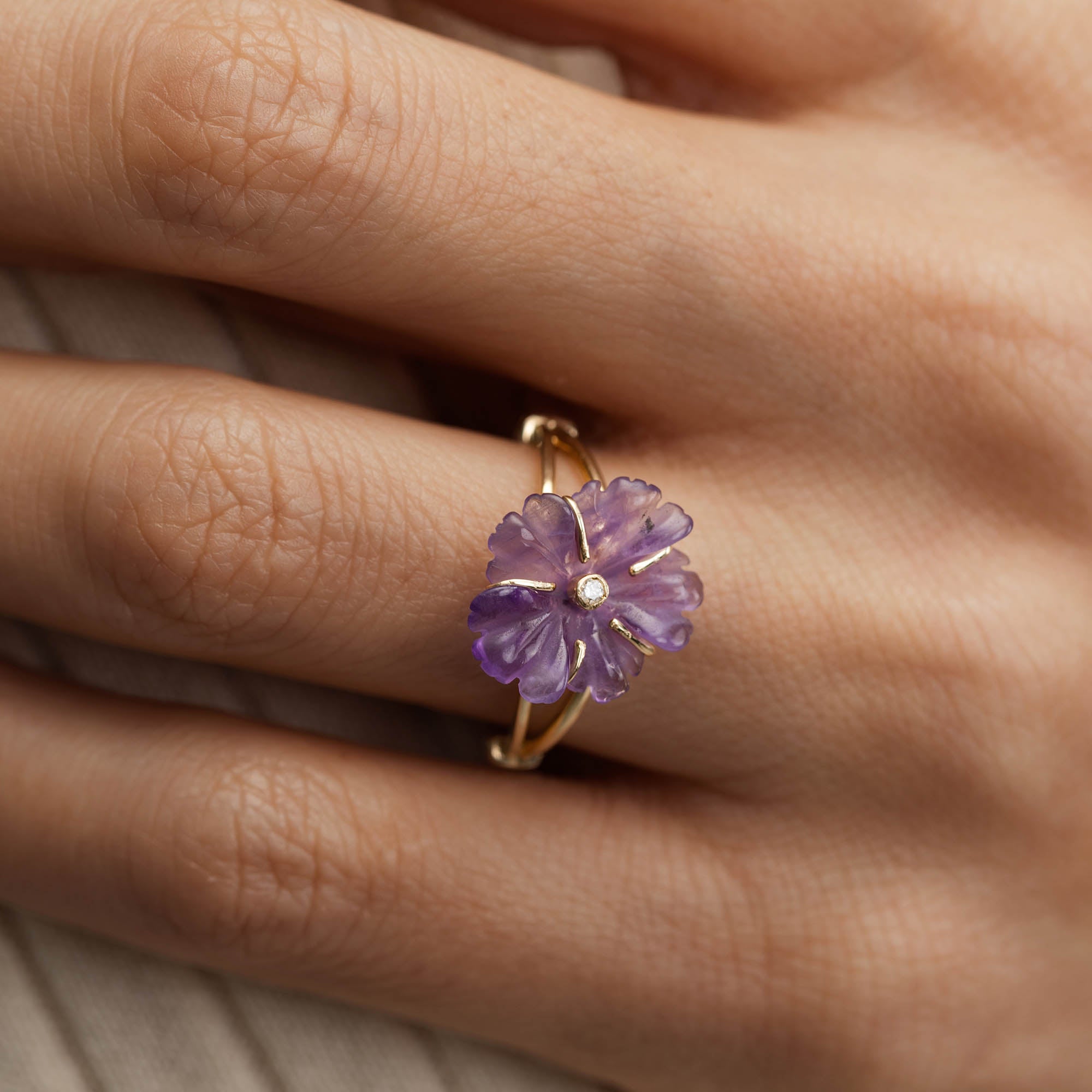 Pırlantalı Carvin Ametist Yüzük