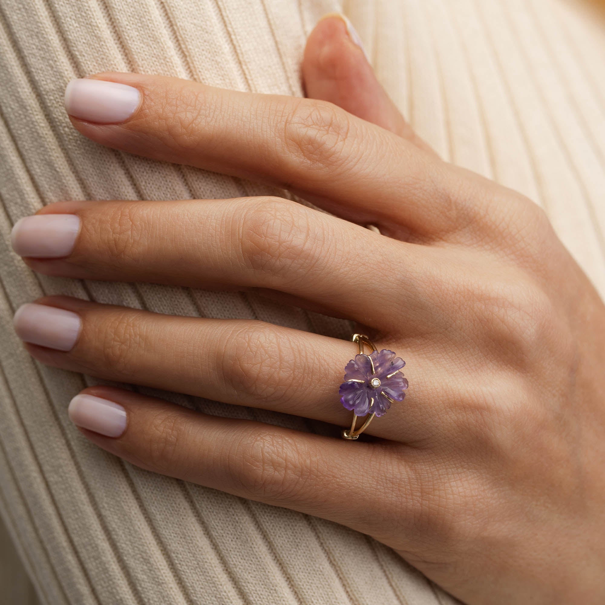 Pırlantalı Carvin Ametist Yüzük