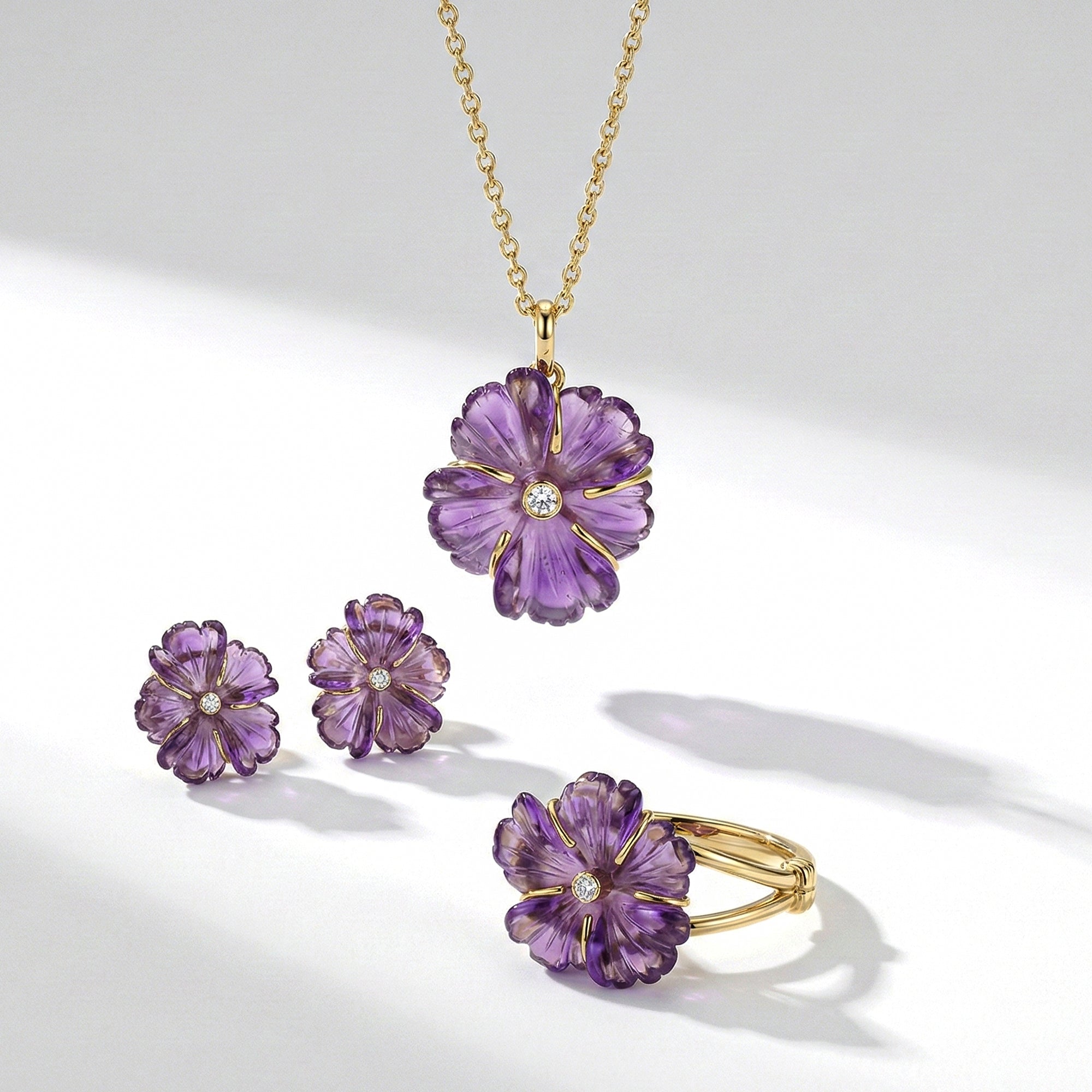 Pırlantalı Carvin Ametist Set