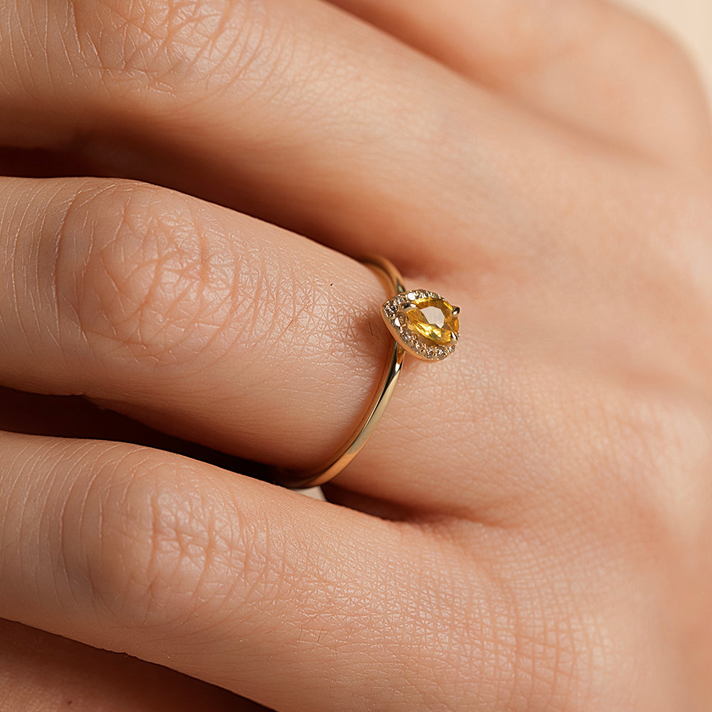 Damla Sarı Safir Yüzük