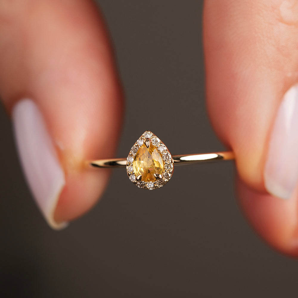 Damla Sarı Safir Yüzük