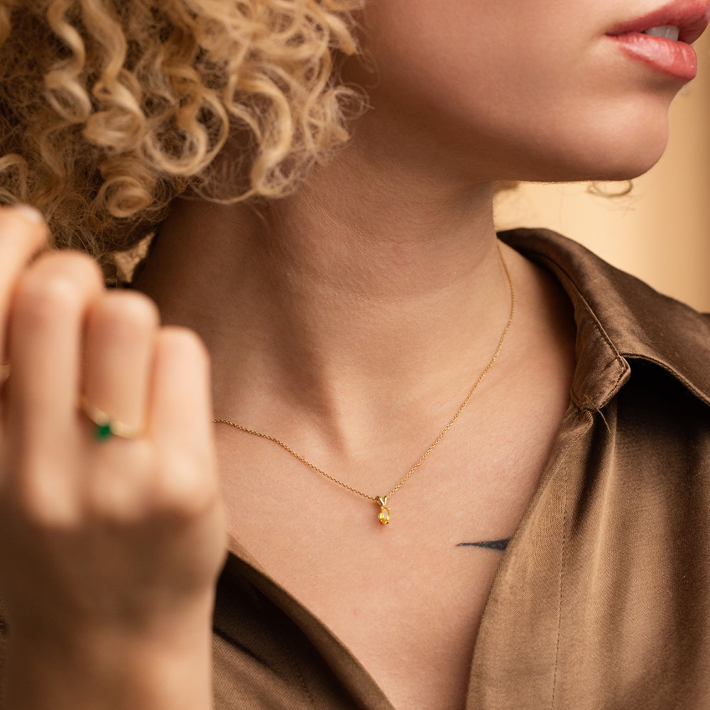 Raya Sarı Safir Tektaş Kolye