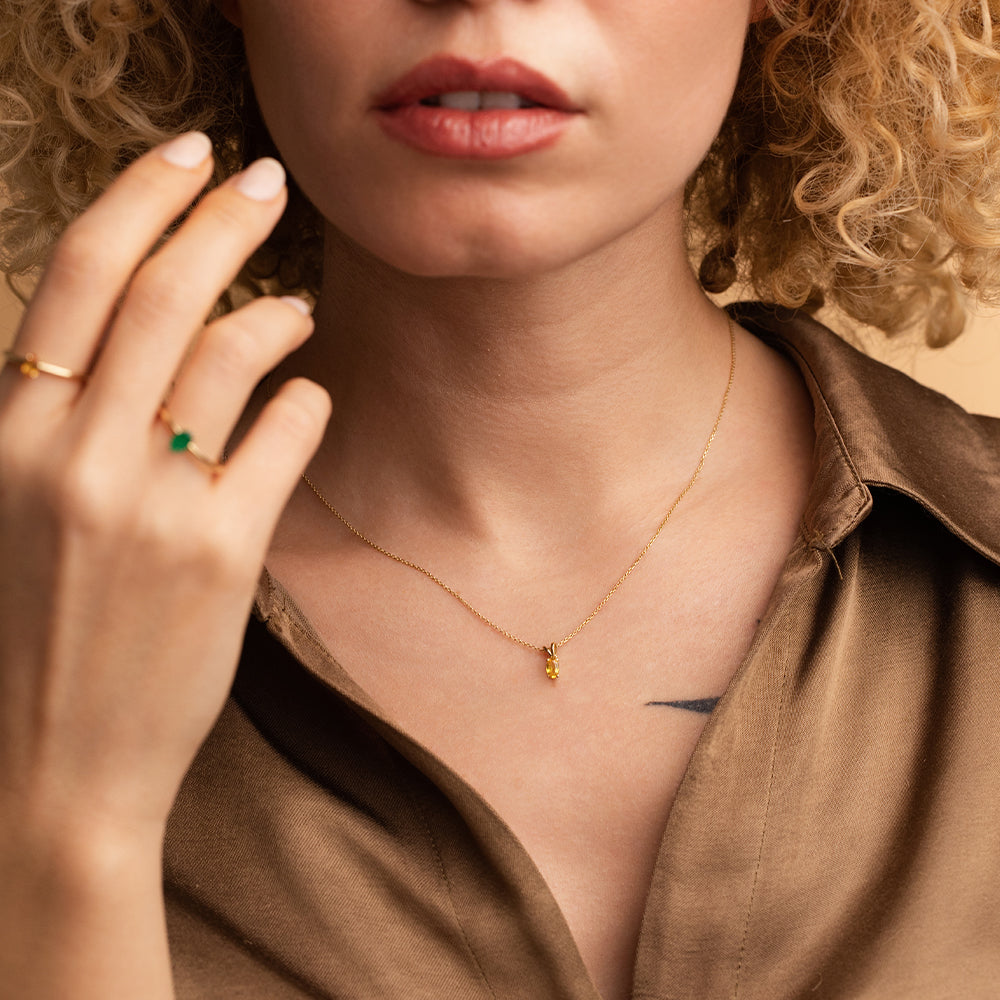 Raya Sarı Safir Tektaş Kolye