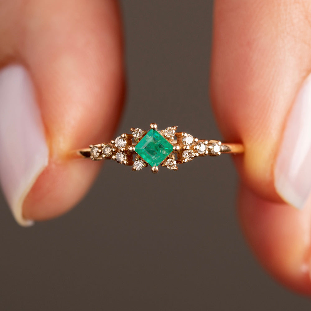 Lime Pırlanta Zümrüt Yüzük