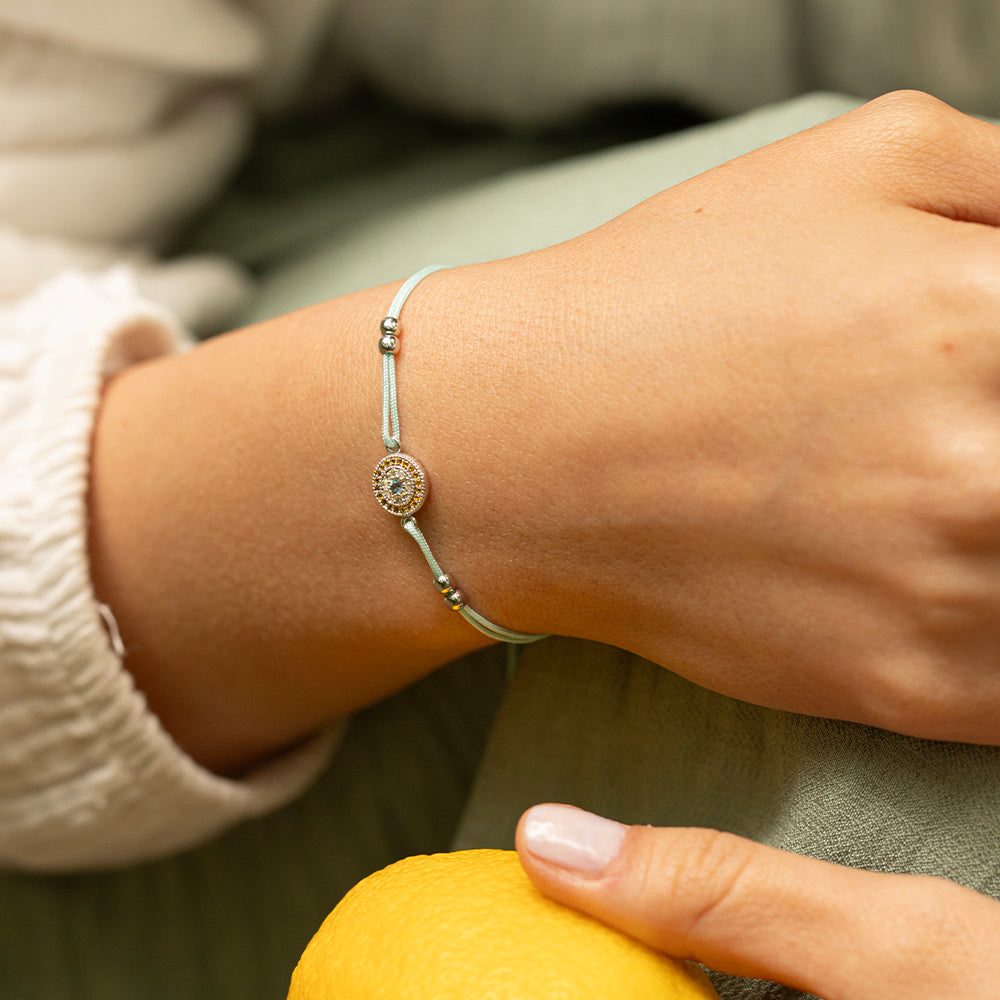 Soft Mint Altın İp Bileklik - Luna Eye