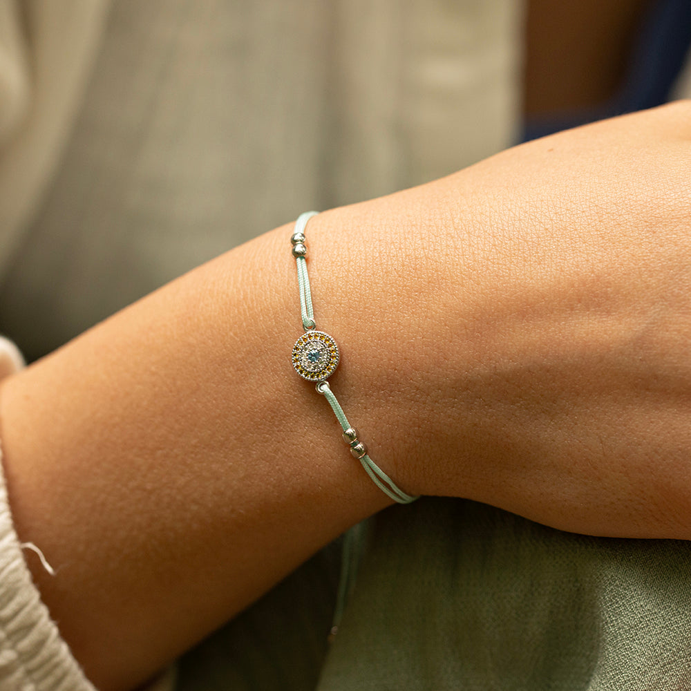 Soft Mint Altın İp Bileklik - Luna Eye