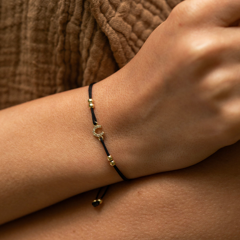 Midnigh Black Altın İp Bileklik - Lucy Hoof Gold