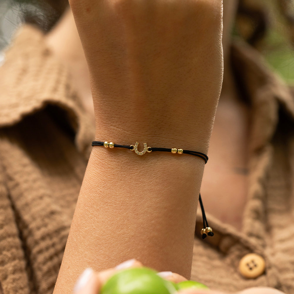 Midnigh Black Altın İp Bileklik - Lucy Hoof Gold