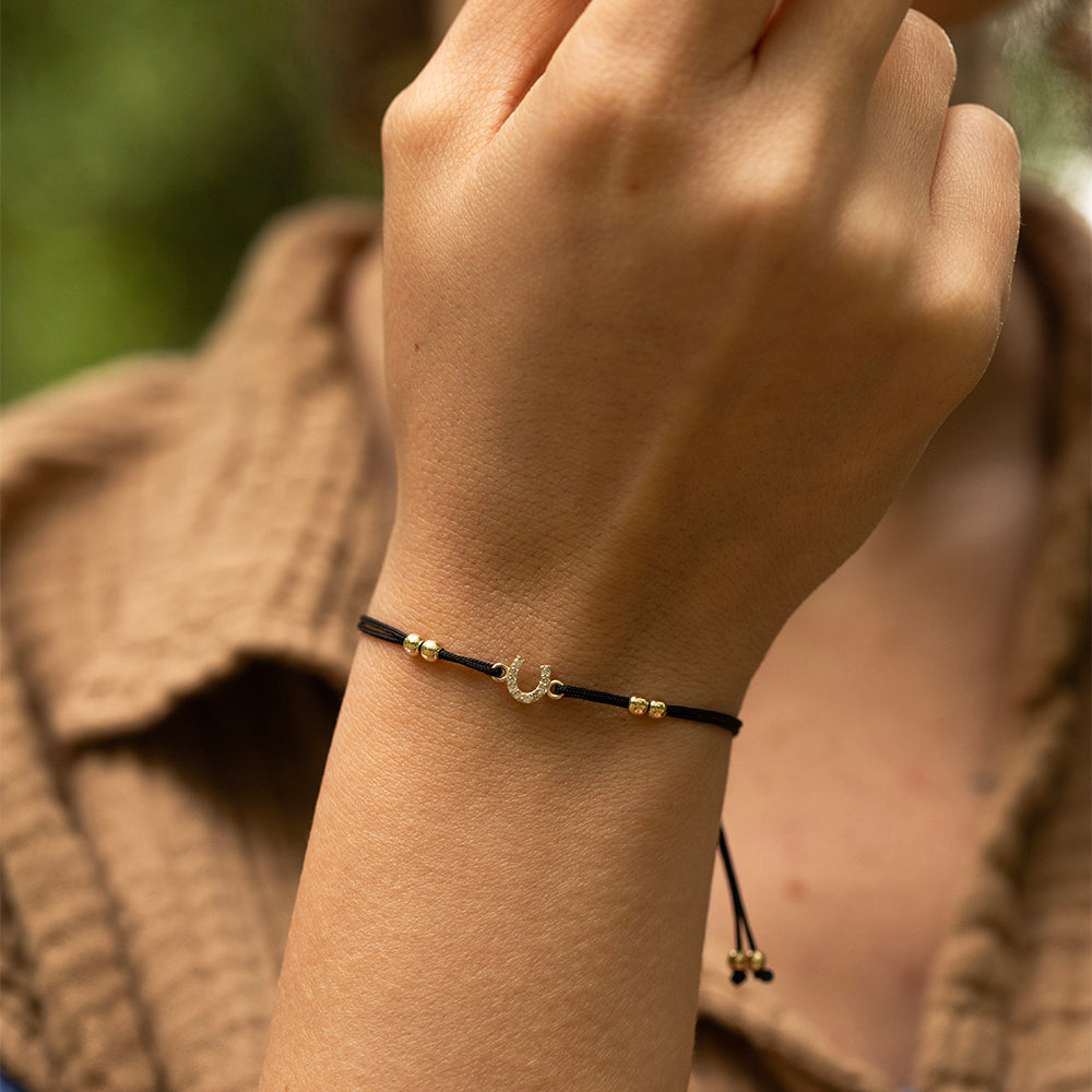 Midnigh Black Altın İp Bileklik - Lucy Hoof Gold