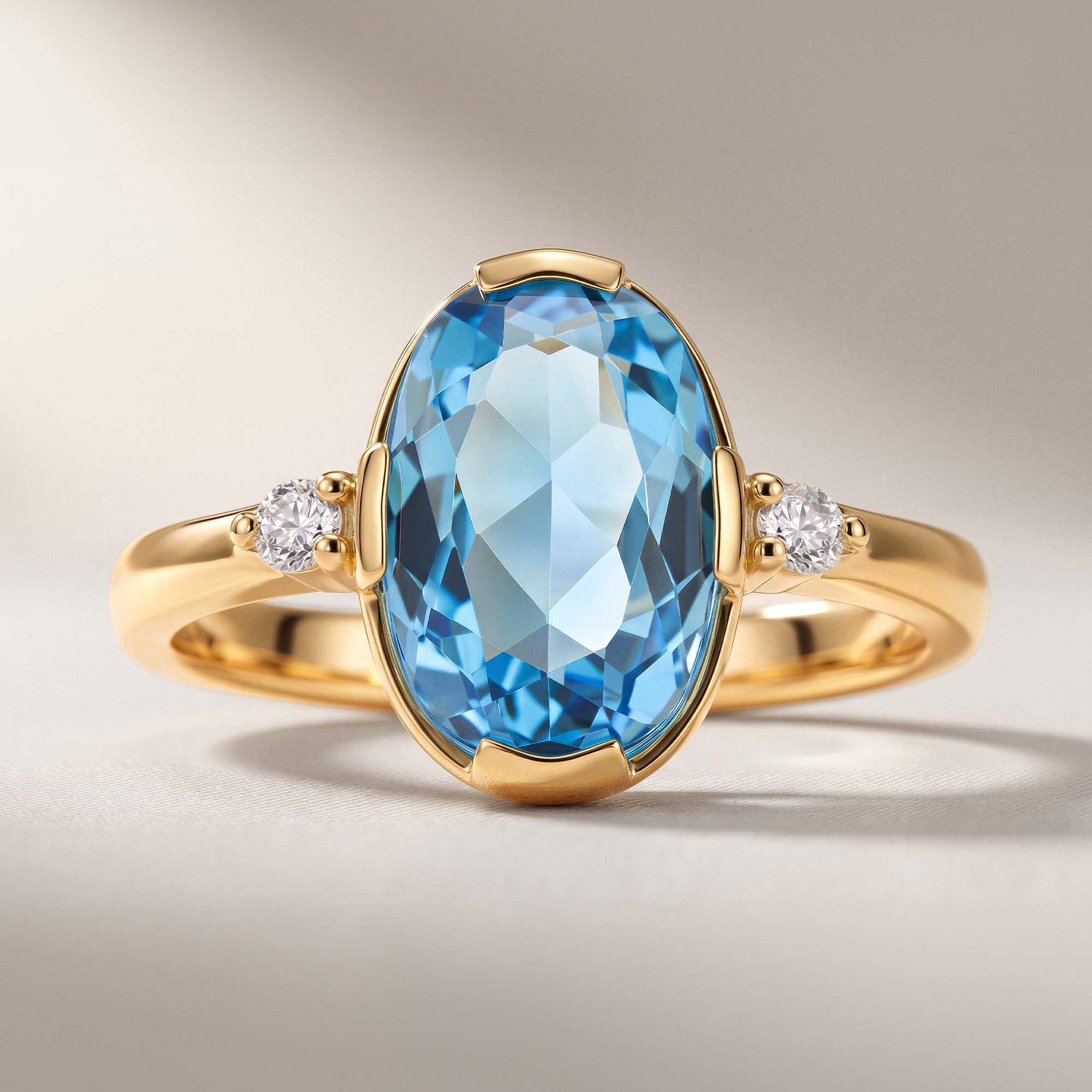 Ocean Pırlantalı Blue Topaz Yüzük