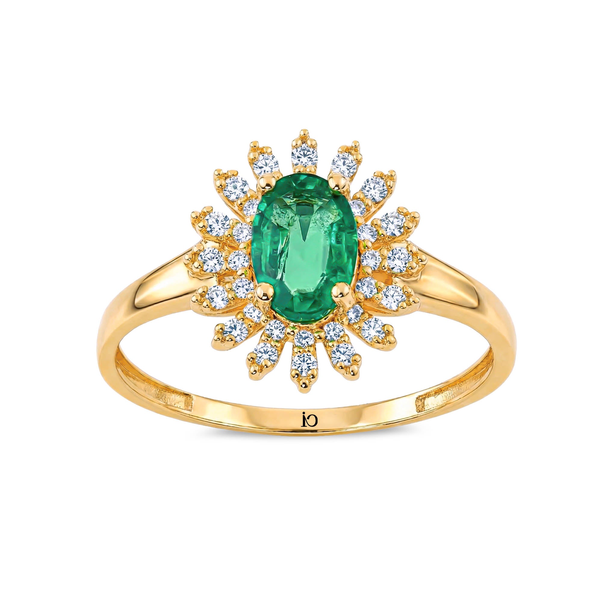 Palmina Pırlantalı Zümrüt Yüzük