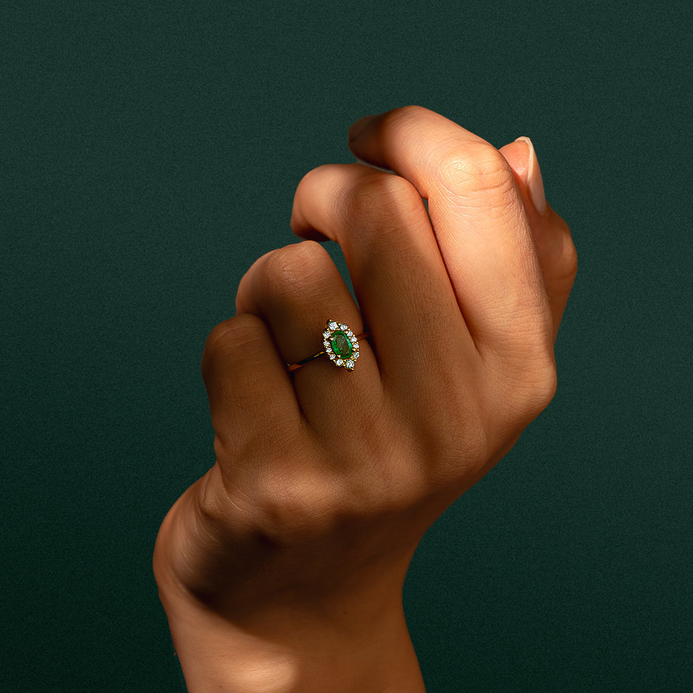 Pırlanta & Zümrüt Tektaş Vintage Yüzük