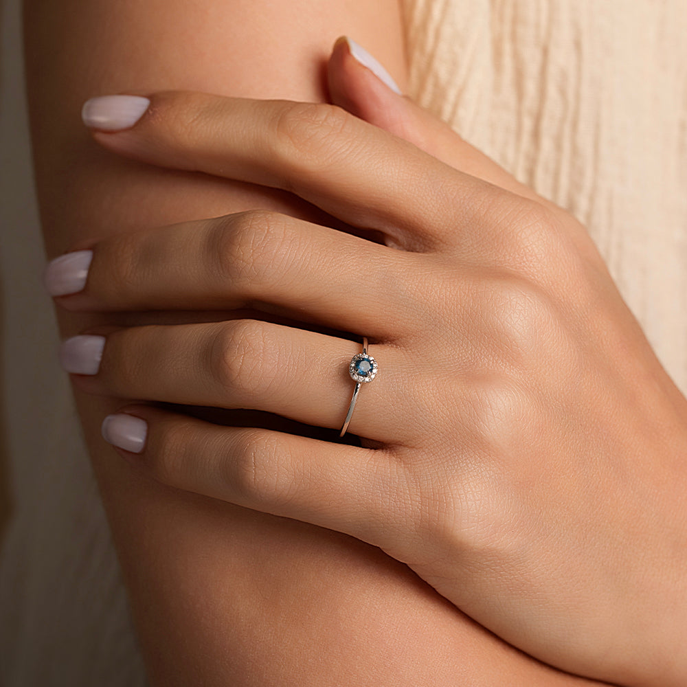 Pırlantalı Safir Yüzük