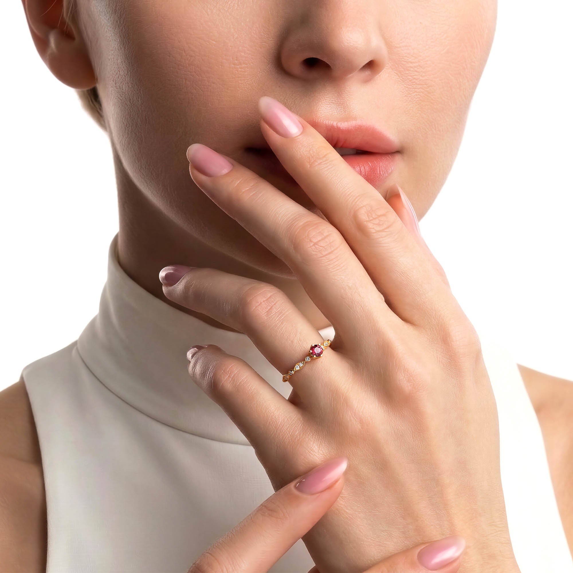 Rhodolite Art Deco Yüzük