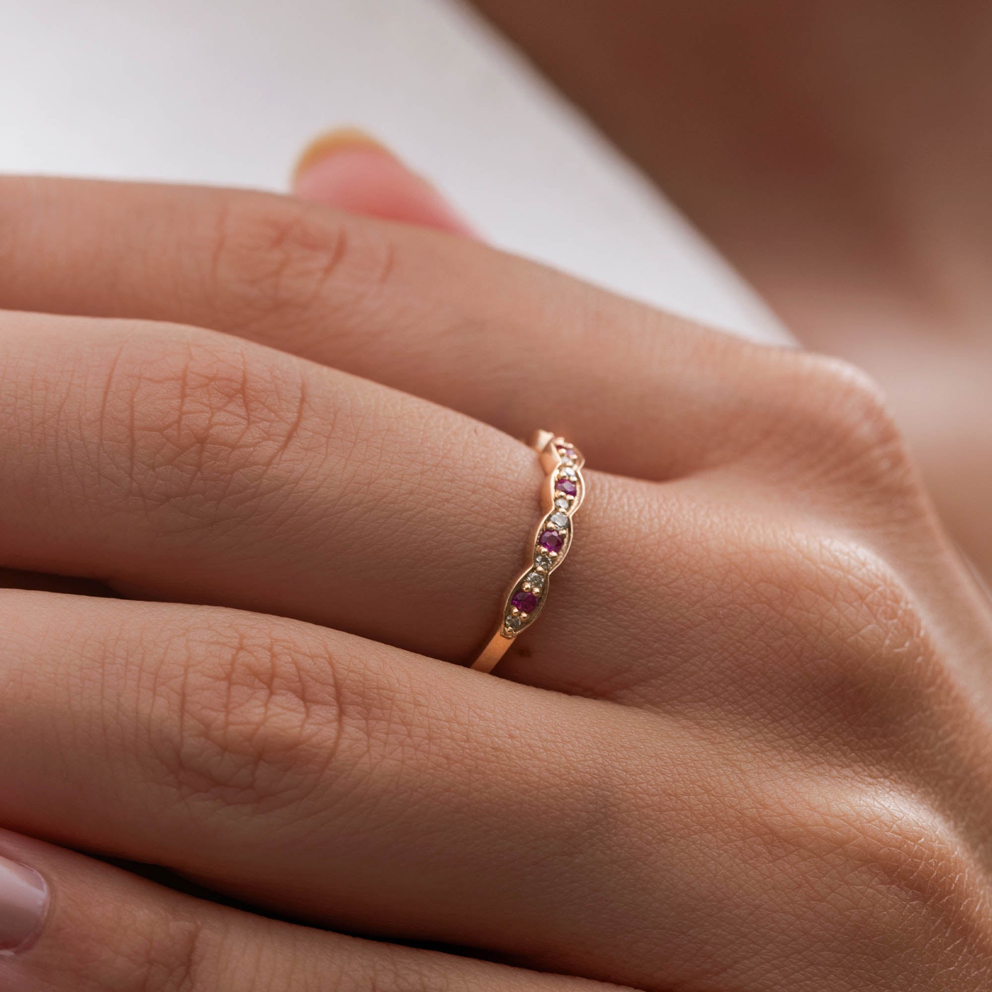 Fiora Pırlanta Yakut Vintage Yüzük