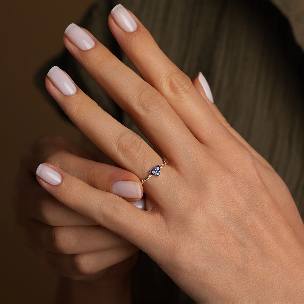 Pırlantalı Safir Yüzük