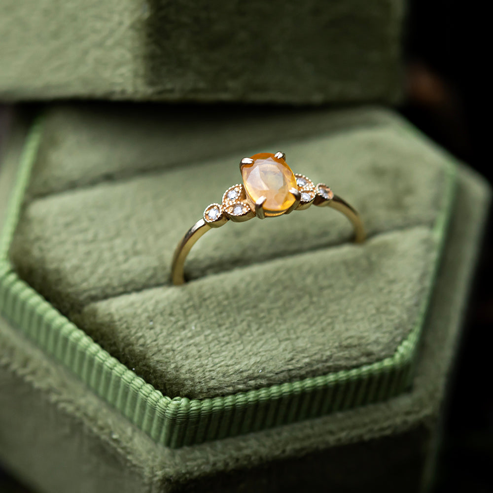 Pırlanta & Sarı Safir Tektaş Vintage Yüzük