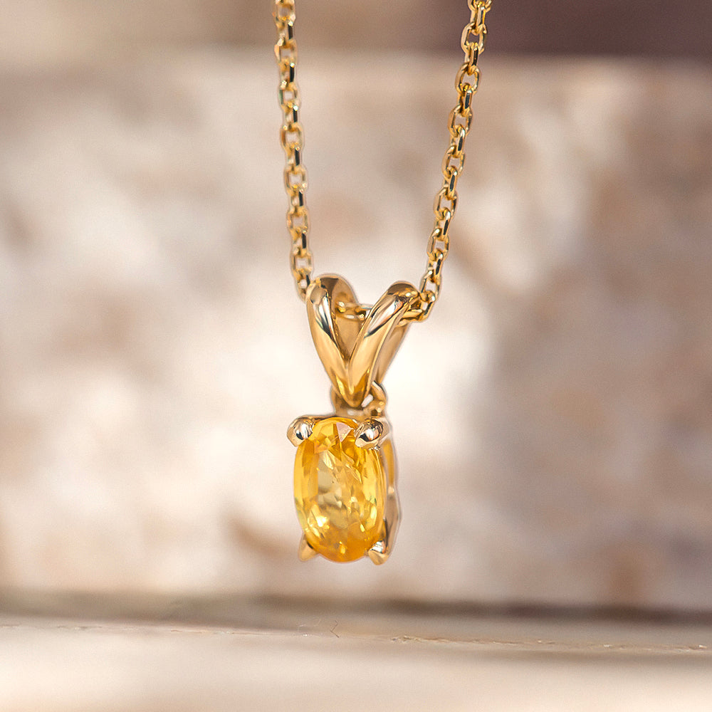 Raya Sarı Safir Tektaş Kolye