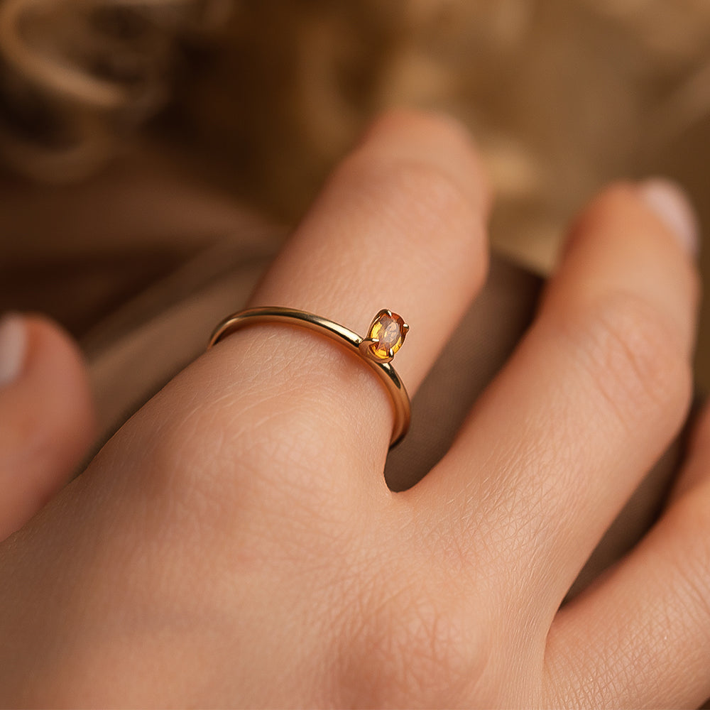 Sarı Safir Tektaş Yüzük