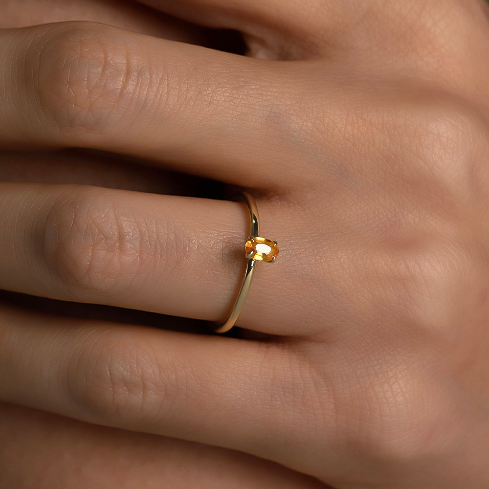 Sarı Safir Tektaş Yüzük