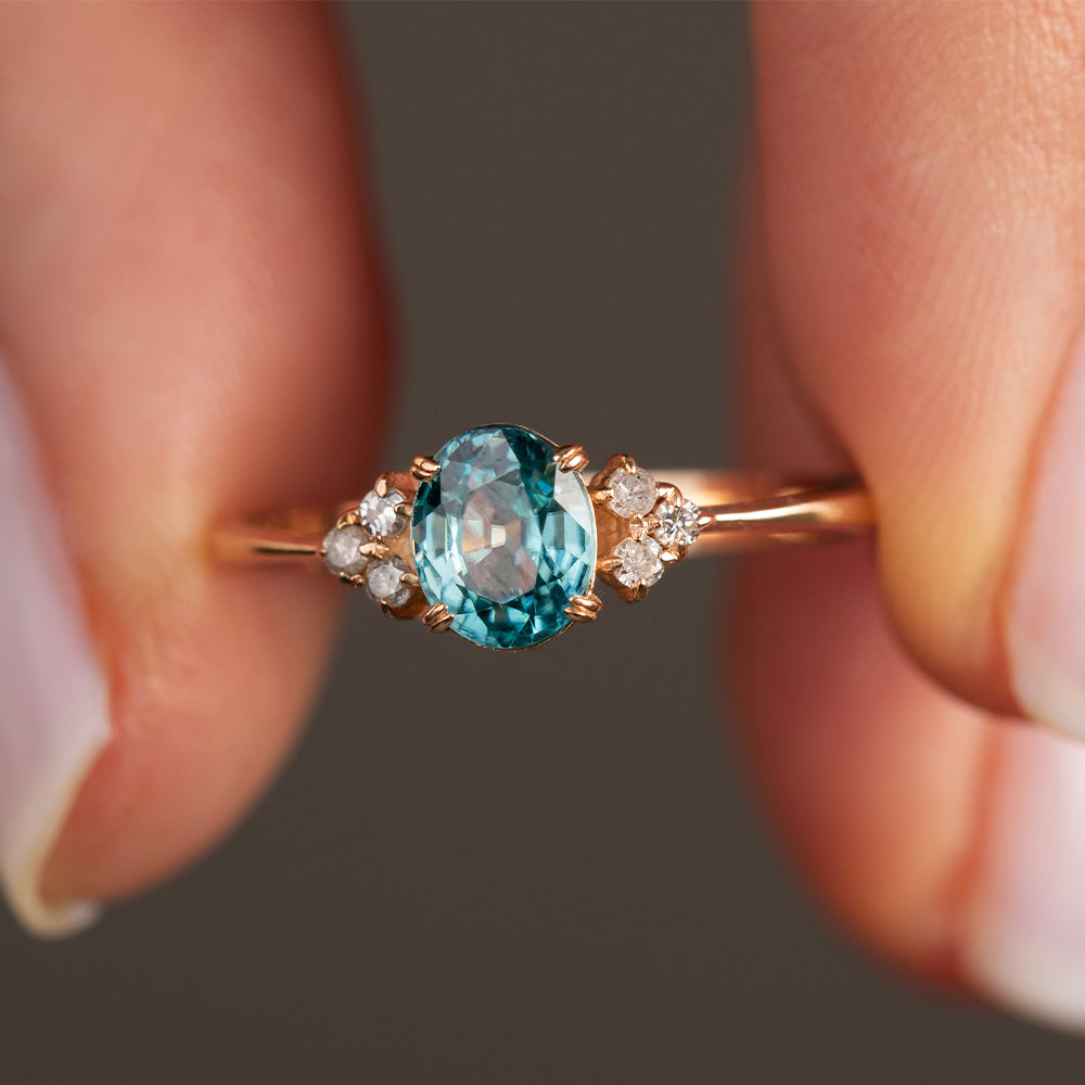 Pırlanta & Royal Blue Topaz Tektaş Vintage Yüzük