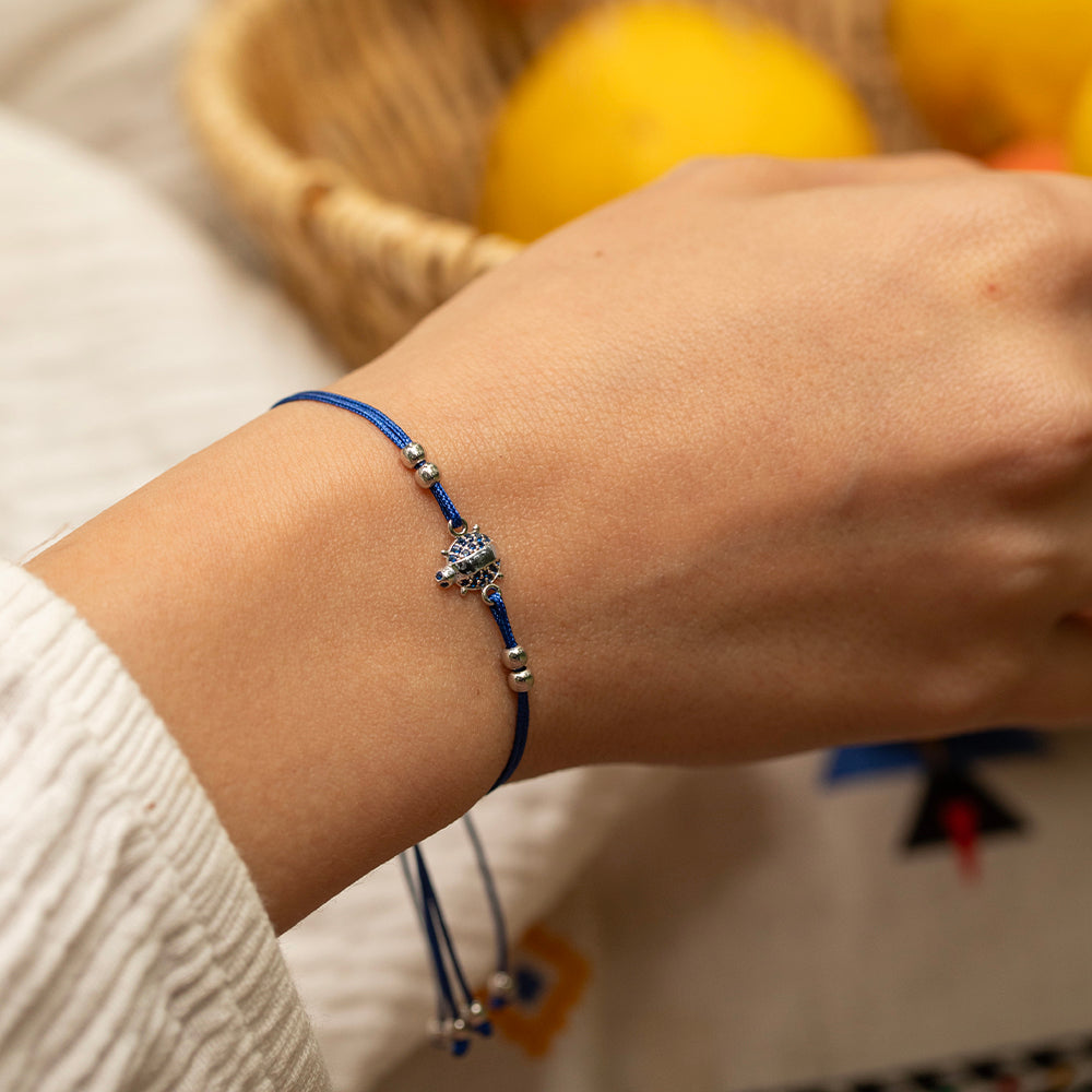 Royal Blue Altın İp Bileklik - Lucky Bug