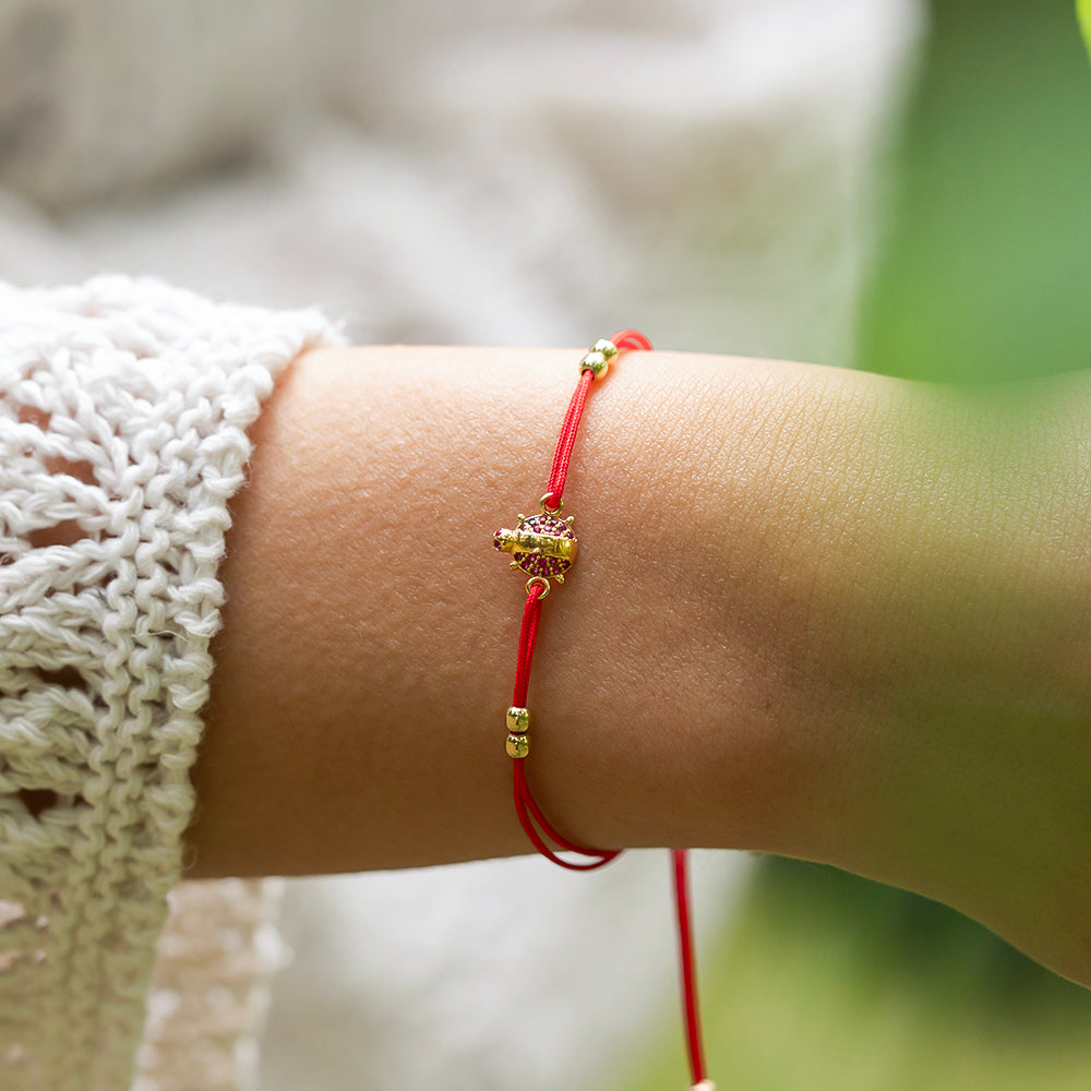 Altın İp Bileklik - Ruby Bug