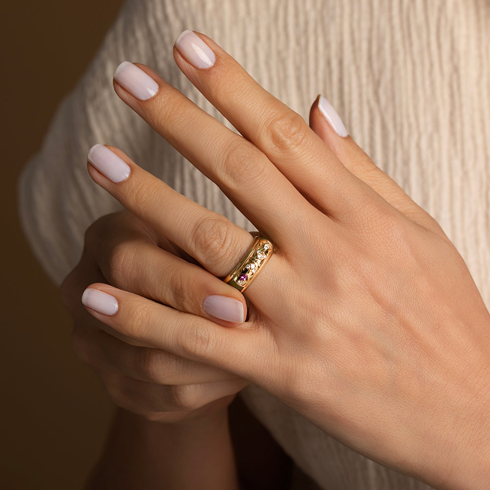 Pırlantalı Vintage Tasarım Cover Yüzük - Melin Calm