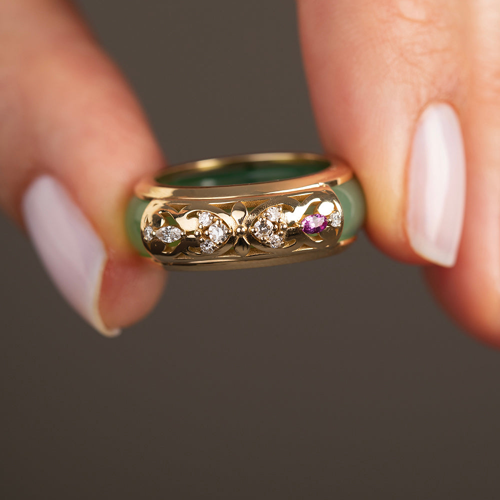 Pırlantalı Vintage Tasarım Cover Yüzük - Melin Calm