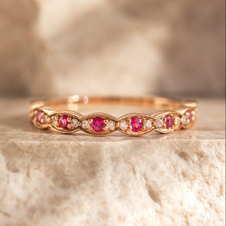 Pırlanta Yakut Vintage Yüzük