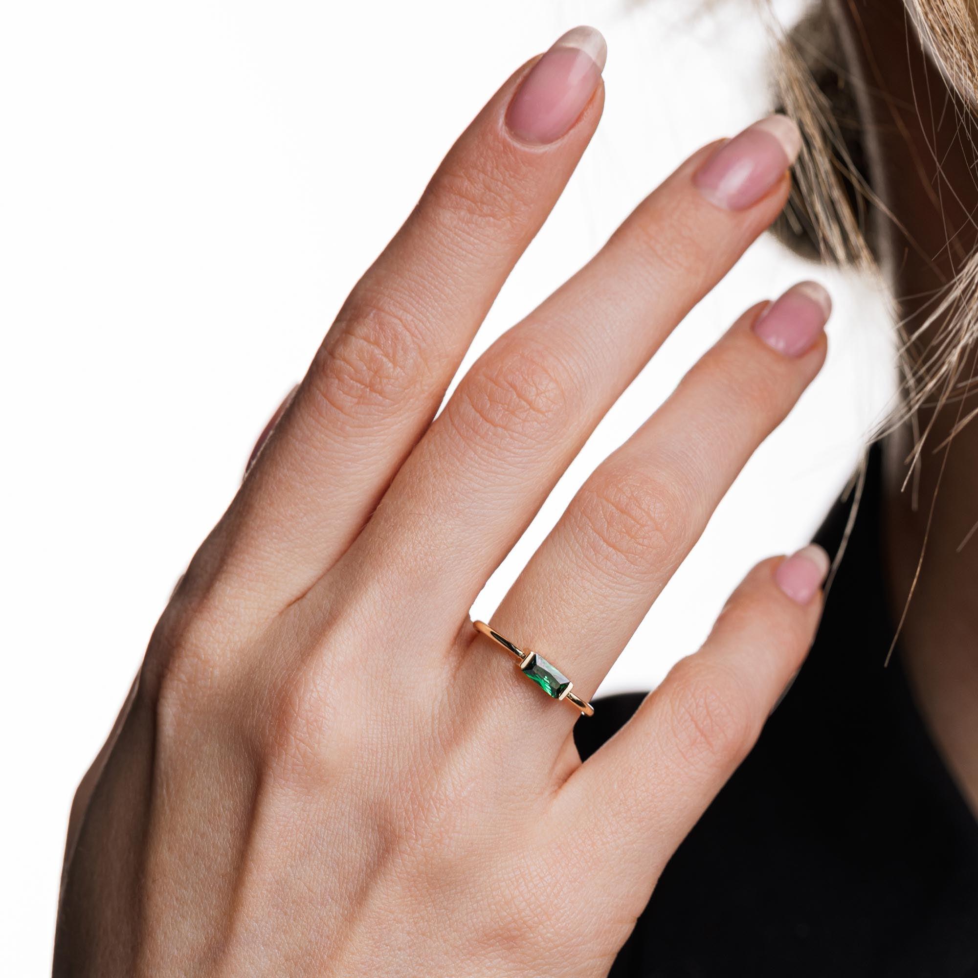 Edge Green Zümrüt Baget Yüzük