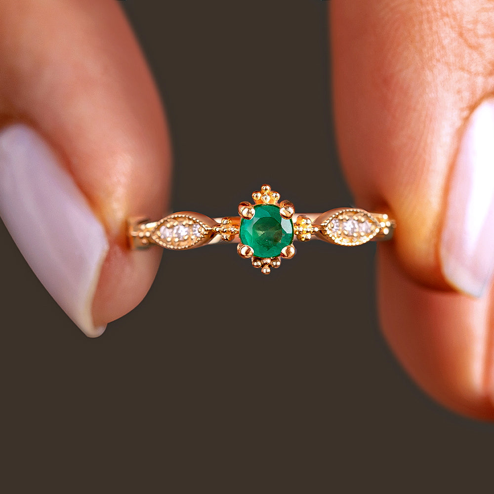 Elora Zümrüt Vintage Yüzük