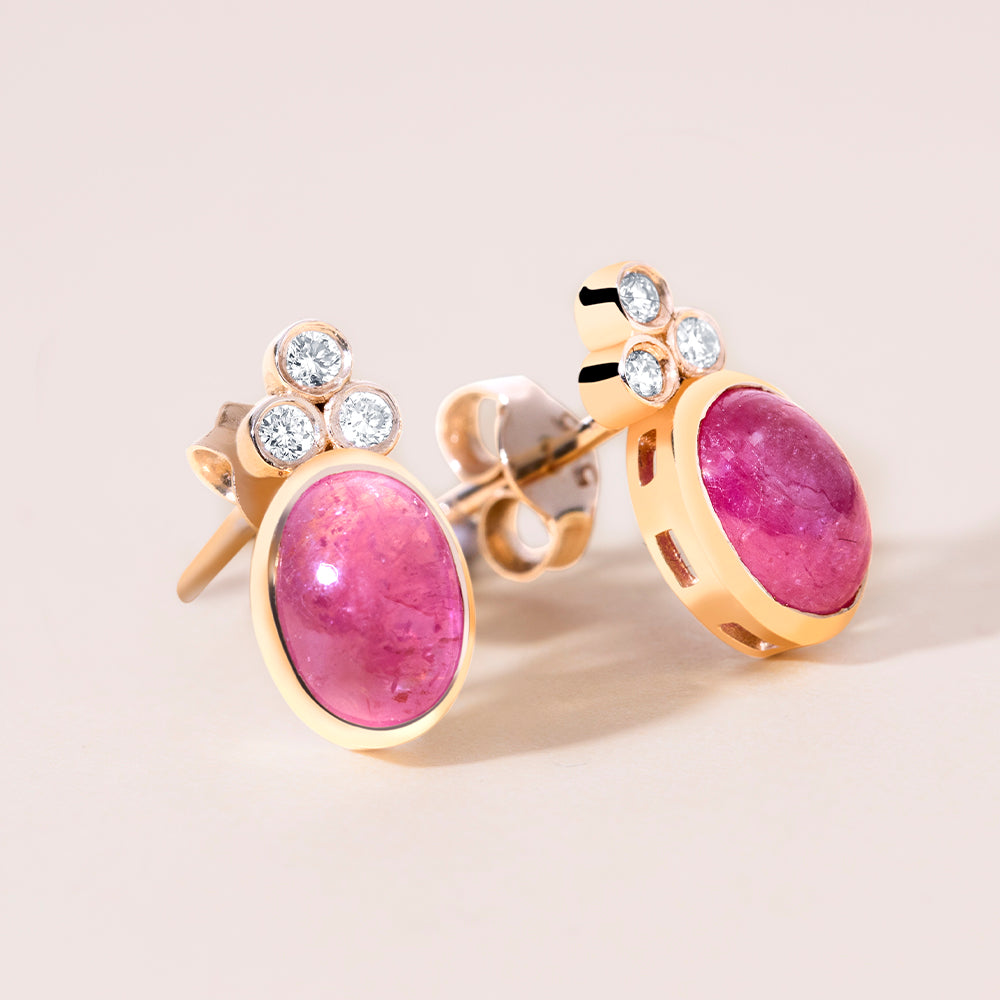 1.20 Karat Pinky Pırlantalı Yakut Küpe