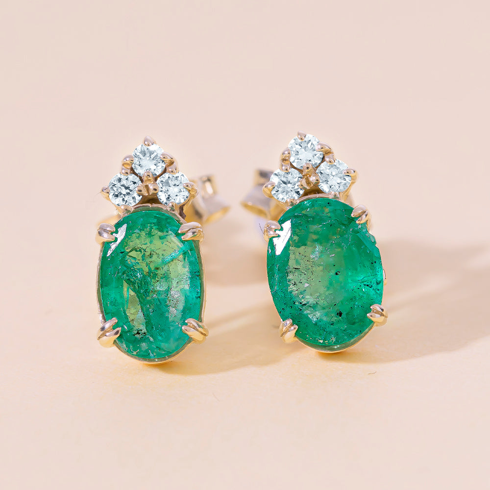 1.60 Karat Lirio Pırlantalı Zümrüt Küpe